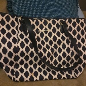 Vera Bradley Black and Cream Patterned Tote 12x 16 Like New